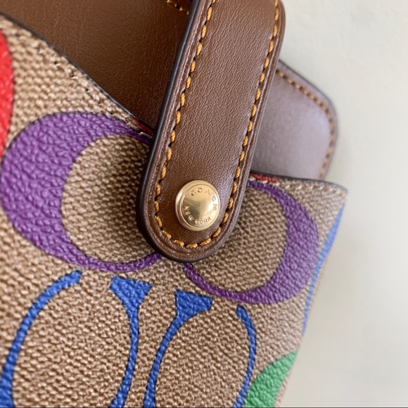 NWT Coach Phone Crossbody In Rainbow Signature Canvas - Picture 11 of 13